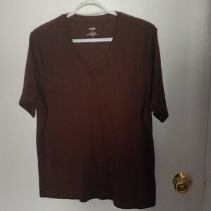 Vintage Pit To Pit 21.Brown V-Neck Short Sleeve Tee